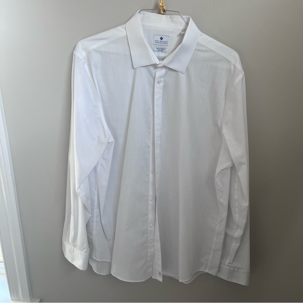 Ryan Seacrest distinction Men slim fit stretch non iron shirt size 17.5